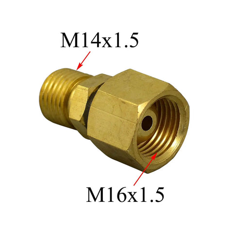 TIG Welding Torch Fitting Connector Adapter M14x1.5 Outside To M16x1.5 Inside for seamless TIG torch setup.