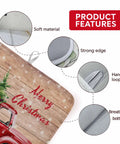 Holiday Dish Drying Mat For Kitchen Counter With Red Truck Cows Pine Trees Snowflakes Wood Grain Design Absorbent Microfiber