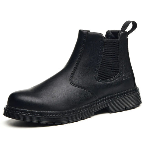 Unisex Steel Toe Chelsea Boots For Work Sites, Waterproof, Lightweight, Non Slip Safety Boots, Puncture Proof Kevlar Midsole