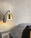 Heavy Duty Modern Wall Sconce Lights Featuring Durable Iron Build With Uplight Downlight Setup Makes Room Refresh Easy Adds A Solid Fresh Vibe To Living Room Bedroom Or Bath Set Of Two mounted beside a bed.