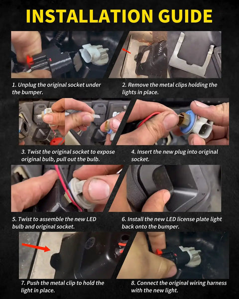 Step-by-step installation guide for Bright White Smoke Lens LED License Plate Lights Replacement Kit for Dodge RAM with images