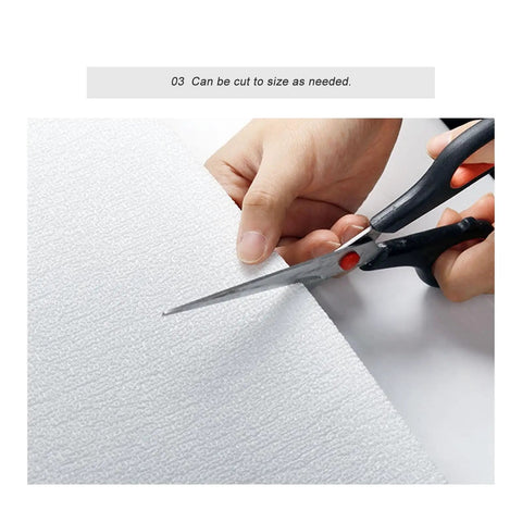 Cutting Rock Solid Soundproof Peel And Stick Wall Panels With Linen Textured XPE Foam for custom fit.