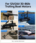 Various trolling boat motors by Newport, Haswing, MinnKota, Haibo, MotorGuide, compatible with 12V LiFePO4 Battery For Trolling Motors.