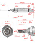 Technical diagram of Slim Pneumatic Air Cylinder MAL 16 30 With M5 Port, 16mm Bore and 30mm Stroke, Double Acting.