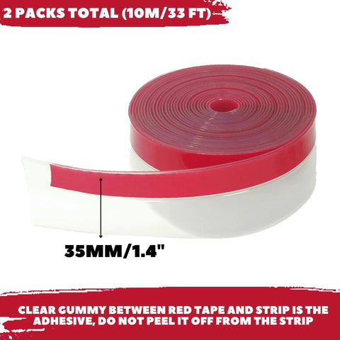 Brandzini clear weather-stripping tape roll, 35 mm (1.4 in) wide, 10 m total, 2-pack, transparent silicone door draft seal.
