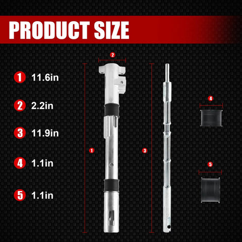 Automatic transmission steering column shift tube with plunger and bushing assembly; silver metal with black seals.