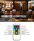 Wireless LED Spotlight Battery Powered Picture Light With Remote For Wall Art Display and remote control diagram with settings
