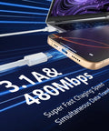 USB A To USB C Car Charger Cable For iPhone 17 16 15 Seamless CarPlay Connection 3ft 2 Pack Fast Charging Data Sync 480Mbps with laptop and phone