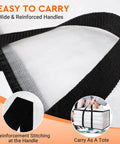Clear Heavy Duty Moving Bags 4 Pack With Zipper, featuring reinforced handles and stitching detail, easy to carry