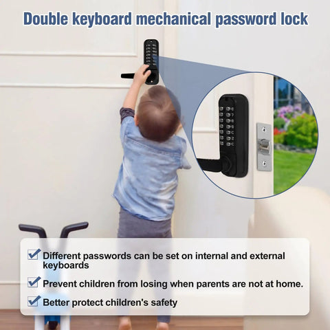 Heavy Duty Slick Double Sided Keypad Door Lock With Adjustable Deadlatch And Keyless Handle For Outside Gate Security Black Finish No Fuss Install For Patio
