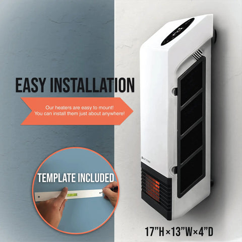 Infrared WiFi Space Heater 1000 Watt Smart Control With App Auto Shutoff Safety Grill wall-mounted installation.