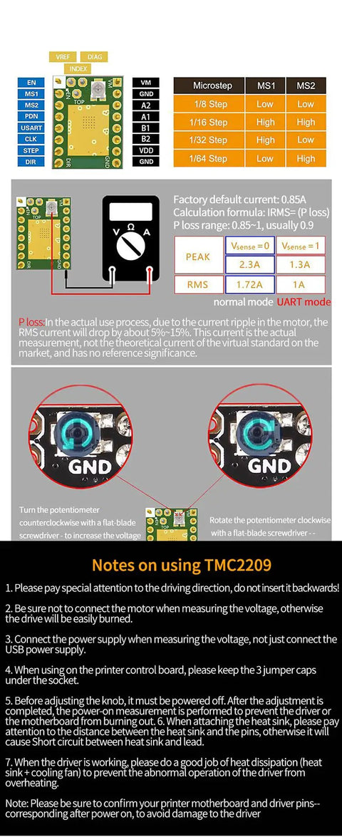 TMC2209 V2.0 Stepper Driver With UART Ultra Silent 2.5A setup instructions for Nano SKR V1.3/1.4 Ender 3 Control Board upgrade.