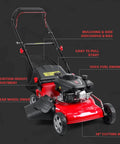 131cc Gas Powered Self Propelled Lawn Mower With Foldable Design Easy Start 3 In 1 Gas Push Mower For Yard And Garden Beast Mode 50L Grass Catcher Rear Wheel Drive Red, 18-inch cutting width