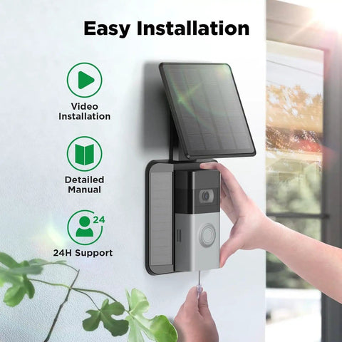 Easy installation of Solar Charger For Ring Video Doorbell 3 3 Plus 4 And Battery Doorbell Plus Waterproof Solar Panel.