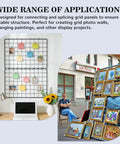 64 Pack Grid Panel Connector Kit for 4mm to 6mm wire shelving securing art displays and photo walls