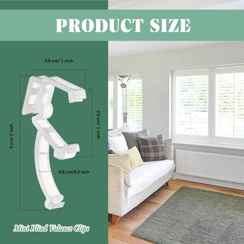 Grab These Top Notch Clear Plastic Valance Clips For Seamless Install On Wood Or Faux Wood Horizontal Blinds, 5 cm size.