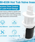 Close-up of 350-6326 hot tub valve insert for Marquis Spas, showing leak-proof design and quality material. Part of 1 Inch On And Off Neck and Waterfall Valve Insert Diverter Gate With O Rings All In One Replacement Kit For Marquis Spas 350 6326 And 350 6417 Hot Tub Replacement Parts No Fuss Leak Free Fit.