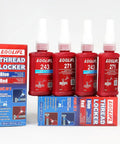 2 Pack Thread Locker Blue 243 Medium Strength And Red 271 Heavy Duty Threadlockers 50 Milliliters Each bottles and packaging