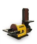 Heavy Duty 4 By 36 Belt And 8 Inch Disc Sander With 7 Amp Motor for woodworking and metal finishing, yellow and black design