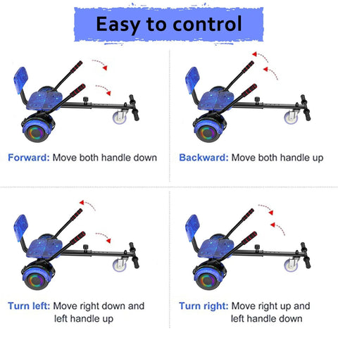 Self Balancing Scooter With Seat Attachment 6.5 Inch Wheels Go Kart Style With Colorful LED Lights And Bluetooth control guide