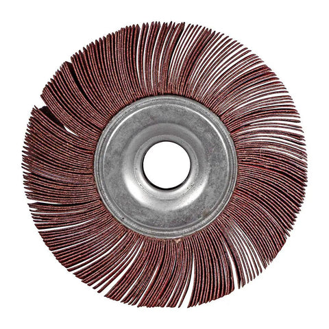 Beast Mode 6 Inch Aluminum Oxide Flap Wheel With 80 Grit features a tough cotton backing for bench and pedestal grinder use.