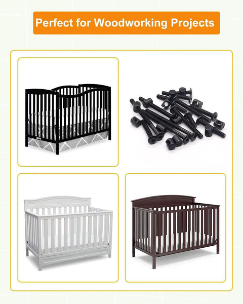 Cribs and Hardware Replacement Kit With 28 M6 Bolts And Barrel Nuts For Bed Frames, Furniture, Chairs, And Cabinets, Hex Drive Socket Cap