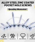 No 8 Pocket Hole Screws Alloy Steel Zinc Weather Resistant Square Drive Coarse Thread One And A Quarter Inch 280 Pieces displayed