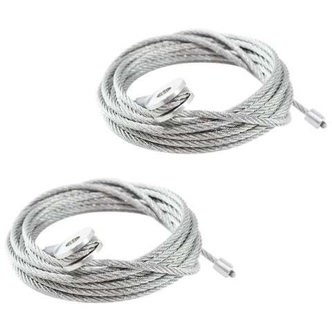 Two Pack 150 Inch Heavy Duty Galvanized Steel Ramp Door Cable Kit For Enclosed Cargo Trailers, coiled cables on white background