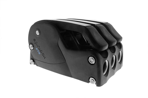 Spinlock XTS rope clutch, single alloy unit in black with three rope slots.