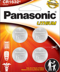 Real Deal CR1632 3 Volt Lithium Coin Cell Batteries Four Pack in child-resistant packaging, ideal for fobs, watches, and cars.