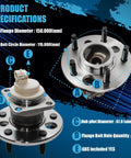 Pair Rear Wheel Bearing And Hub Assembly For Fwd Chevy Impala Monte Carlo Buick Allure Regal Lacrosse Pontiac Aztek Trans Sport 5 Lug With ABS Replacement Hubs Easy Install, product specifications diagram showing flange, bolt circle, and ABS features.