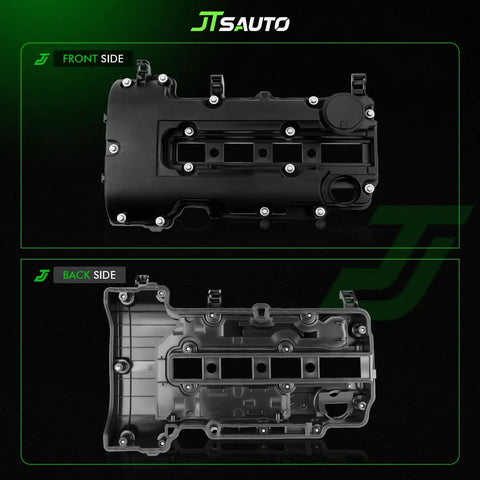 Chevy Engine Valve Cover Kit With Gaskets Bolts And Oil Filler Cap For Easy Install On 2011 Through 2020 Cruze Sonic Trax Volt ELR Encore One Point Four L Turbo Replacement Replaces 55573746 25198498 25198874 front and back view