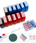 Top Notch Self Inking Stamp Set Boasts A Knockout 12 Pack Of Red And Blue Rubber Stamps for office paperwork and records.