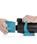Hands assembling 5600 GPH Vortex Submersible Water Pump With 20 Ft Cord For Ponds Fountains And Water Circulation Quiet Operation 22 Point 5 Ft Lift 324 Watts Black Teal Beast For Outdoor Ponds
