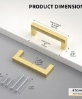 Product dimensions of 20 Pack 3 Inch Gold Cabinet Handles Brushed Brass Dresser Pulls Solid Square Bar Drawer Knobs set with screws