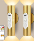 Rechargeable Battery Operated Wall Sconce Set of 2 With Remote Control, Magnetic Stick On Lights, Motion Sensor Night Lights