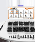 360 Piece Laptop Screws Kit with 12 Sizes M2 M2.5 M3 Replacement Tiny Screws displayed with case and screwdriver