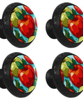 4 Piece Cabinet Knob Set For Drawers And Cupboards, round knobs with apple design, DIY hardware for home kitchen bathroom