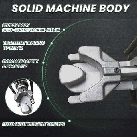 Solid machine body of Battle Tested Electric Rebar Bender And Hydraulic Steel Bar Straightener, showing bend block and screws.