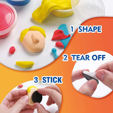 Step-by-step use of Air Dry Clay Kit For Kids Make 8 Fridge Magnets No Oven Needed Easy To Shape Bright Colors In Resealable Containers