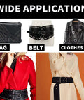 Wide application of 200 Sets Metal Grommets Eyelets With Washers And Storage Box in fabric belts, clothes, and leather bags.