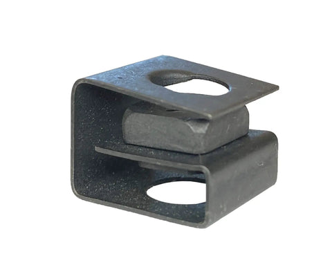 Top Shelf 12-24 Slide On Cage Nuts For Server Racks 25 Pack Bulk Hardened Steel Black Oxide Clip from side view