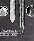 SONCHIE 8-pack eccentric twist drill bits; metal bits for concrete and glass, front view with tip close-ups