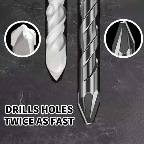 SONCHIE 8-pack eccentric twist drill bits; metal bits for concrete and glass, front view with tip close-ups