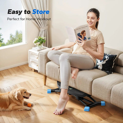 Durable Balance Board With Pro Strength Resistance Bands Home Cardio Stepper in living room for convenient workouts.