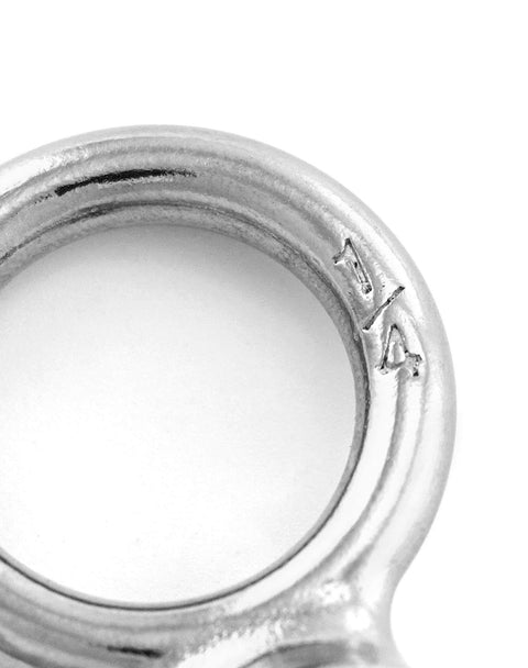 Close-up view of 20 Pack 1/4-20 Stainless Steel Eye Bolts showing threading and corrosion-resistant surface, marine-grade quality.
