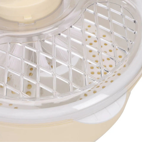 Close-up of Straight Up Game Changer Electric Salad Spinner With Rapid Drain Tech showing the transparent lid and inner basket.