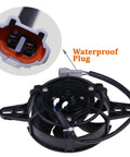 Badass 4 Inch Universal Motorcycle Radiator Cooling Fan Electric Water And Oil Cooler For Dirt Bike Atv Motocross 12 Volt 300 Cfm Waterproof Plug close-up of waterproof plug details.