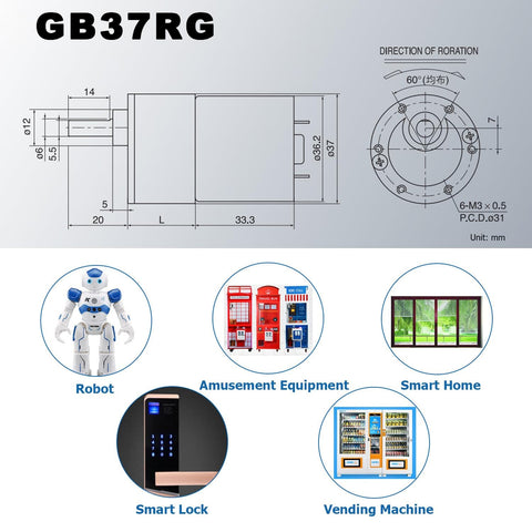 12V DC Gear Motor With Dope High Torque And 60 RPM Output, Micro Speed Reduction Geared Motor, Eccentric Output Shaft, uses