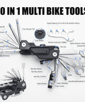 Bike Multi Tool 20 In 1 Portable Repair Kit for MTB and Road Cycling with hex wrenches and chain tool, labeled parts visible